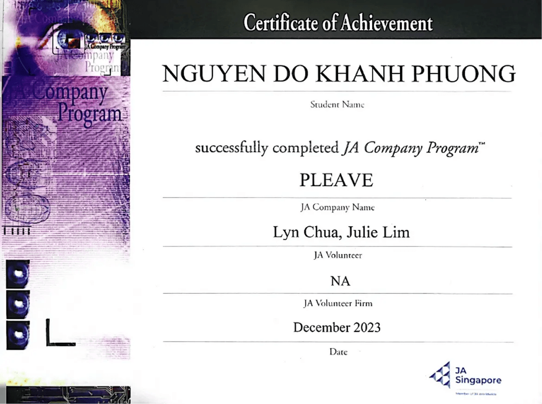Certificate of Completion of JA Company Program