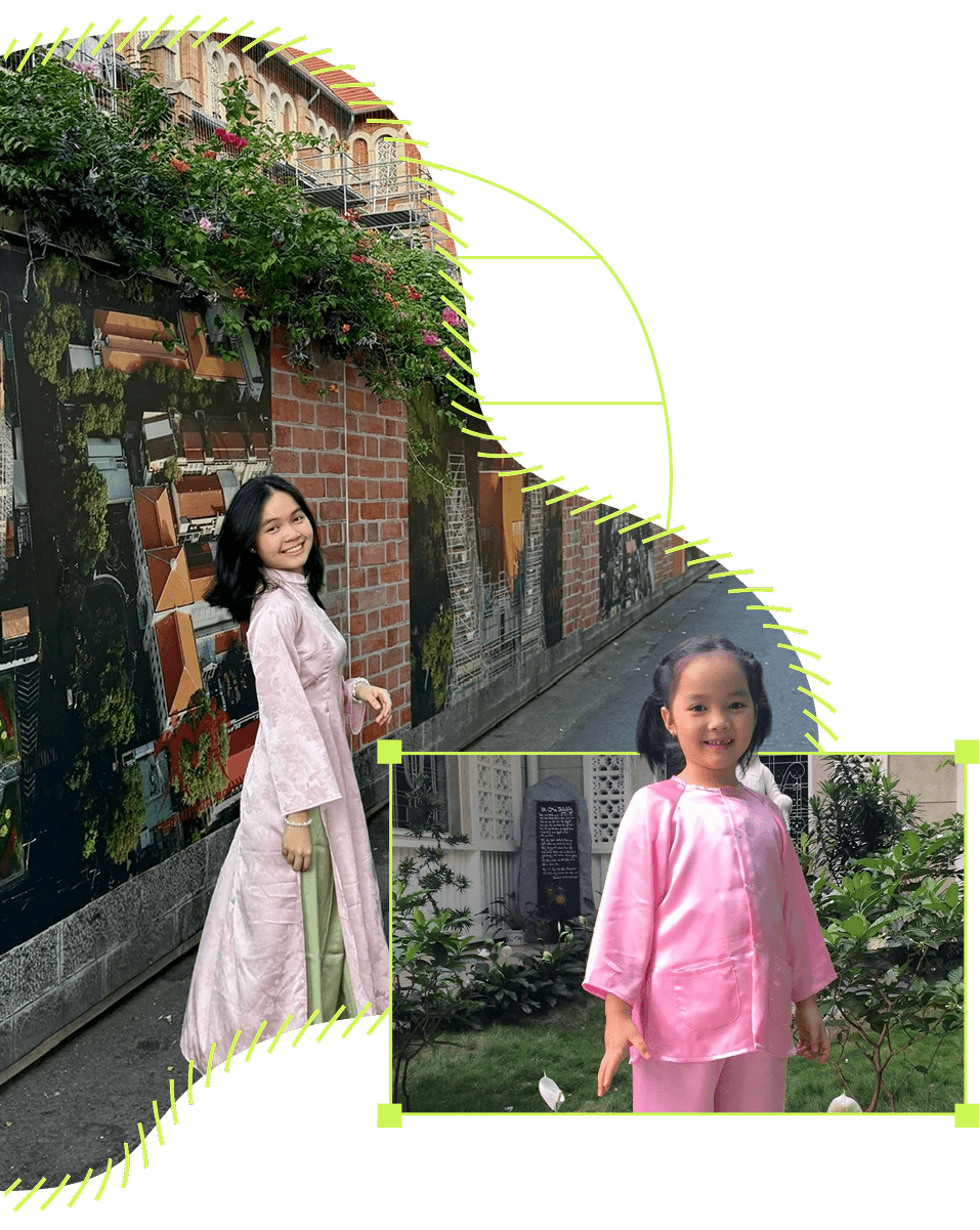 Pink and green