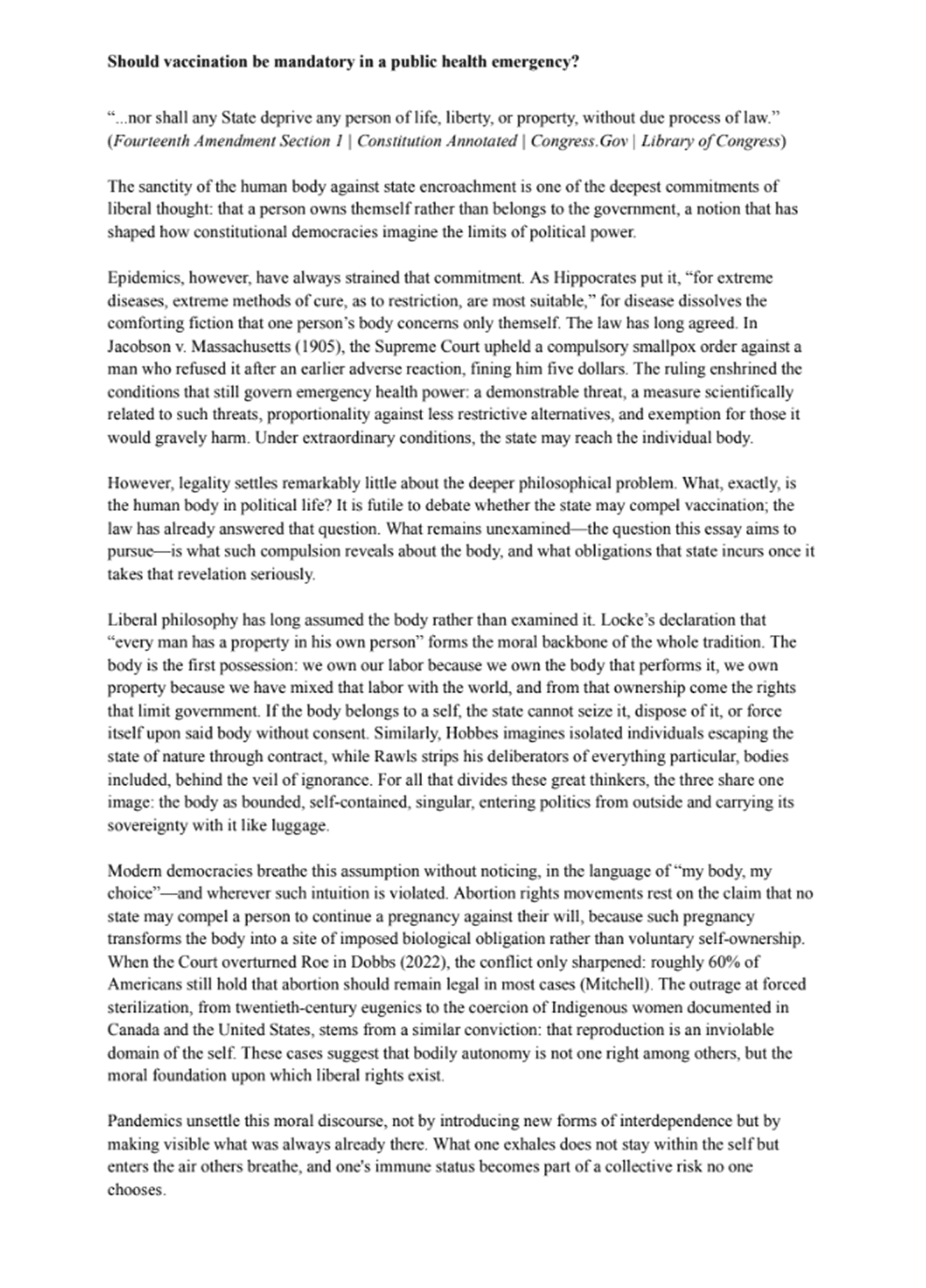 Vaccination Essay