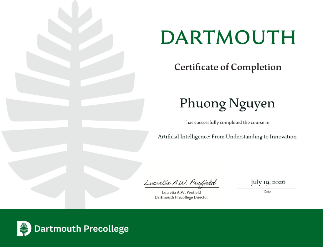 Certification | Artificial Intelligence: From Understanding to Innovation by Dartmouth College | 2026