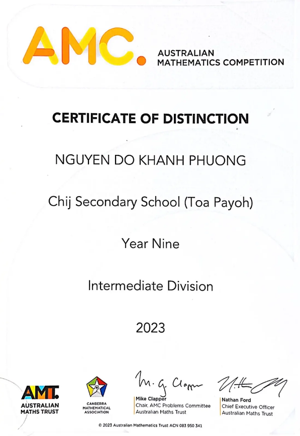 Distinction | Australian Mathematics Competition | 2023