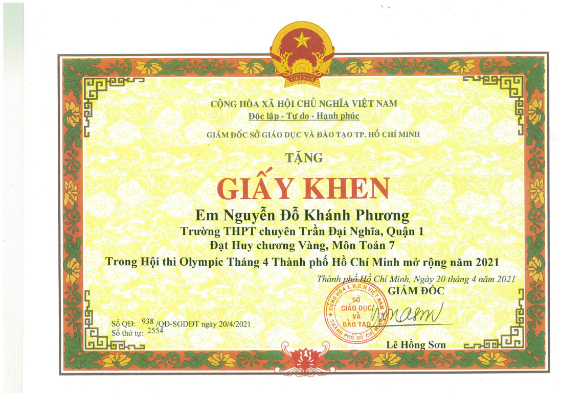 Gold | Ho Chi Minh City Mathematics Olympic Competition | 2021